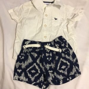 White and blue boys summer set button down